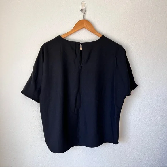 Who What Wear Black Boxy Short Sleeve Top Size Medium - Picture 5 of 7